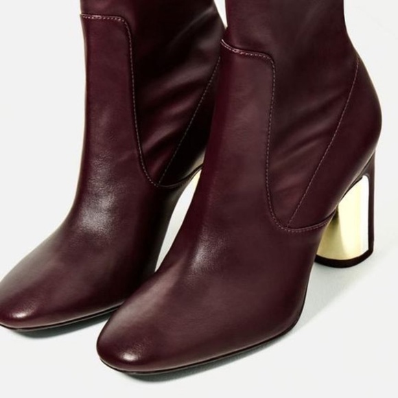 Zara Burgundy Boots - Picture 4 of 5